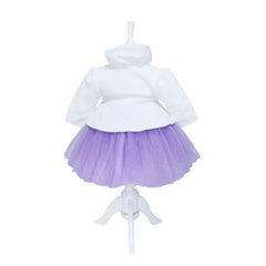 Rochie alb-lila pentru botez, 4 piese, rochita, bolero, turban, pantaloni pentru fetite, REC1167