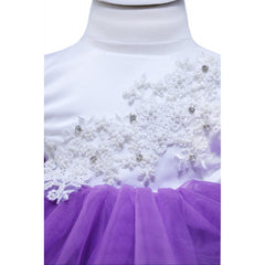 Rochie alb-mov cu broderie pentru botez, 2 piese, rochie, bentita pentru fetite, REC1389