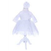 Rochie alba cu dantela pentru botez, 2 piese, rochie si bentita, Recostore, REC1702