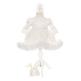 Rochie alba cu dantela, pentru botez, 3 piese, rochie, bentita si pantofiori, Recostore, REC1911