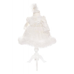 Rochie alba cu dantela, pentru botez, 3 piese, rochie, bentita si pantofiori, Recostore, REC1911