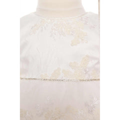 Rochie alba cu dantela, pentru botez, 3 piese, rochie, bentita si pantofiori, Recostore, REC1911