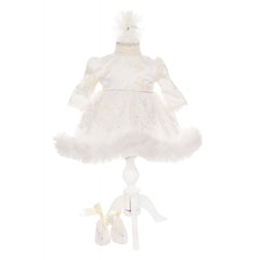 Rochie alba cu dantela, pentru botez, 3 piese, rochie, bentita si pantofiori, Recostore, REC1911