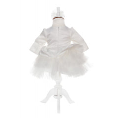 Rochie alba cu volanase pentru botez, 2 piese, rochie si bentita, Recostore, REC1707