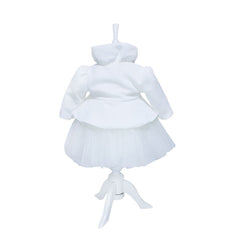 Rochie alba pentru botez, 4 piese, rochie, bolero, turban, pantaloni pentru fetite, REC1163