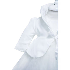 Rochie alba pentru botez, 4 piese, rochie, bolero, turban, pantaloni pentru fetite, REC1163