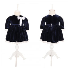 Rochie bleumarin din catifea pentru fete, Recostore, REC1892