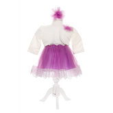 Rochie mov cu bolero si bentita pentru botez, satin, 3 piese, Recostore, REC1896