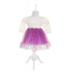 Rochie mov cu bolero si bentita pentru botez, satin, 3 piese, Recostore, REC1896