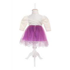 Rochie mov cu bolero si bentita pentru botez, satin, 3 piese, Recostore, REC1896