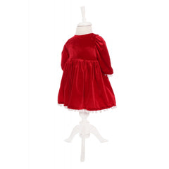 Rochie rosie din catifea pentru fete, Recostore, REC1894