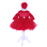 Rochie rosie pentru botez, 2 piese bentita si rochie, Recostore, REC1694