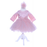 Rochie roz pentru botez, 2 piese bentita si rochie, Recostore, REC1695