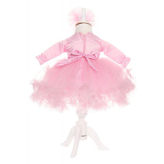 Rochie roz pentru botez, 2 piese, rochie, bentita pentru fetite, Recostore, REC1852