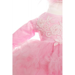 Rochie roz pentru botez, 2 piese, rochie, bentita pentru fetite, Recostore, REC1852