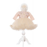 Rochita crem eleganta pentru botez de fetite, 2 piese, Recostore, REC2138