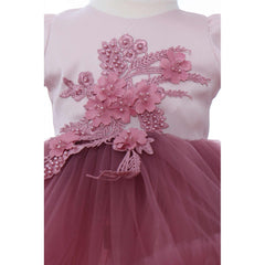 Rochita eleganta cu trena pentru botez de fetite, 2 piese, roz pudrat, Recostore, REC2140