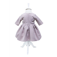 Rochita eleganta pentru botez cu dantela aplicata, roz pudrat, REC1624