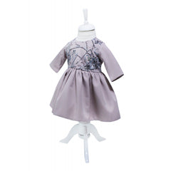 Rochita eleganta pentru botez cu dantela aplicata, roz pudrat, REC1624