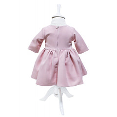 Rochita eleganta pentru botez cu dantela aplicata, roz, REC1622