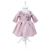 Rochita eleganta pentru botez cu dantela aplicata, roz, REC1622