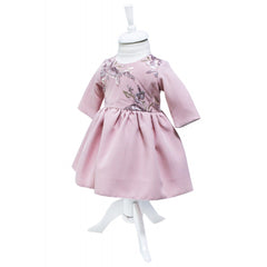 Rochita eleganta pentru botez cu dantela aplicata, roz, REC1622