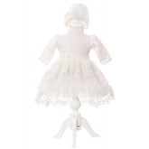 Rochita ivoire cu trena din dantela pentru botez de fetite, 2 piese, Recostore, REC2145