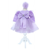 Rochita lila cu fundita pentru botez de fetite, 2 piese, Recostore, REC2375