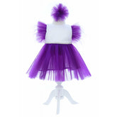 Rochita mov cu maneca scurta pentru botez de fetite, 2 piese, REC2421