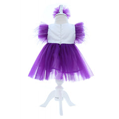 Rochita mov cu maneca scurta pentru botez de fetite, 2 piese, REC2421