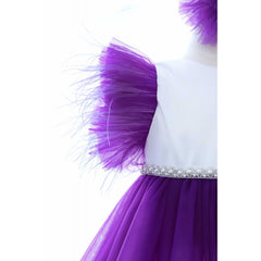 Rochita mov cu maneca scurta pentru botez de fetite, 2 piese, REC2421