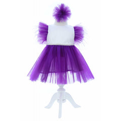 Rochita mov cu maneca scurta pentru botez de fetite, 2 piese, REC2421