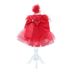 Rochita rosie cu fundita pentru botez de fetite, 2 piese, Recostore, REC2377