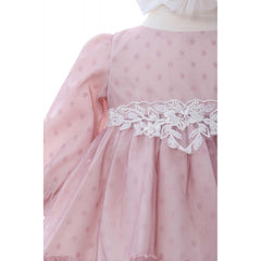 Rochita roz pudrat cu buline pentru botez de fetite, 2 piese, Recostore, REC2149