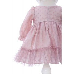 Rochita roz pudrat cu buline pentru botez de fetite, 2 piese, Recostore, REC2149