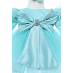 Rochita verde menta cu fundita pentru botez de fetite, 2 piese, Recostore, REC2379