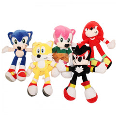 Set 5 jucarii de plus cu sunet, Sonic The Hedgehog, 25x20 cm, Recostore, REC1536