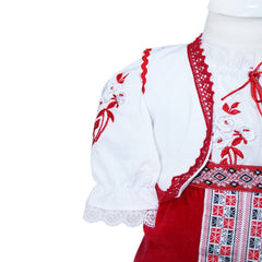 Set complet pentru botez compus din 13 piese, costum popular, lumanare cu tarancuta si trusou brodat cu ingeras format din 7 piese, REC1597