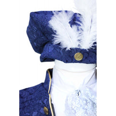 Set complet pentru botez, costum bleumarin de print, lumanare, trusou brodat cu coroana de print,13 piese, Recostore, REC1670