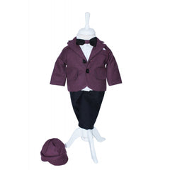 Set complet pentru botez, costum grena, lumanare, trusou brodat si pantofiori, 13 piese, Recostore, REC1668