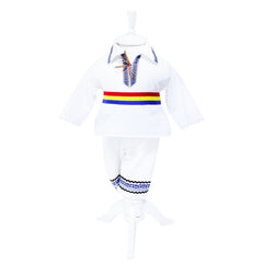 Set complet pentru botez, costum traditional, lumanare cu spice de grau si aplicatii traditionale, trusou cu taranus brodat, 13 piese, alb-traditional-albastru, REC402