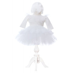 Set complet pentru botez de fete compus din lumanare cu fluturasi, trusou brodat "Cu drag de la nasi", rochita alba cu dantela si pantofiori, 11 piese, Recostore, REC2255