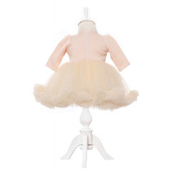 Set complet pentru botez de fete compus din lumanare cu ursulet, trusou brodat cu ursulet, rochita si pantofiori, 11 piese, ivoire, Recostore, REC2242