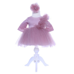 Set complet pentru botez de fetite, Ingeras brodat, lumanare, trusou, rochita si pantofiori, 11 piese, roz pudrat, REC1976