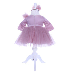 Set complet pentru botez de fetite, Ingeras brodat, lumanare, trusou, rochita si pantofiori, 11 piese, roz pudrat, REC1976