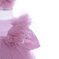 Set complet pentru botez de fetite, ingeras, lumanare, trusou, rochita si pantofiori, 10 piese, roz pudrat, REC1977