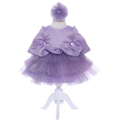 Set complet pentru botez de fetite, LIla, lumanare cu ingeras, trusou brodat cu ingeras, rochita si pantofiori, 11 piese, REC1986