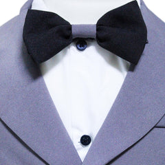 Set complet pentru botez, lumanare cu tulle bleu si mesajul "Cu drag de la nasi, azi m-am crestinat", costum gri, trusou brodat cu mesajul "Azi m-am crestinat" si pantofiori, 13 piese, REC901