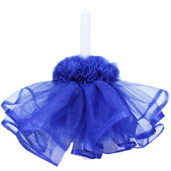 Set complet pentru botez, lumanare si trusou, alb-albastru electric, cu mesaj �Cu drag de la nasi�, 7 piese, REC370