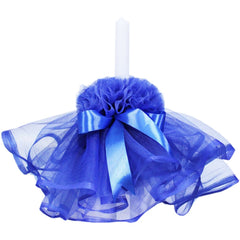 Set complet pentru botez, lumanare si trusou, alb-albastru electric, cu mesaj �Cu drag de la nasi�, 7 piese, REC370